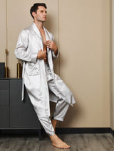 [Vaalean Harmaa] SilkSilky-FI 19Momme Mens Robe 005