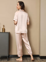 [Vaalea Pinkki] SilkSilky-FI Lyhythihainen Notkokaulus Naisten Pyjamat 002