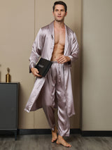 [Vaalean Mauve] SilkSilky-FI 19Momme Mens Robe 004