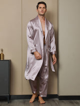 [Vaalean Mauve] SilkSilky-FI 19Momme Mens Robe 005