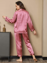 [Vaalean Mauve] SilkSilky-FI Long Sleeve Notkokaulus Naisten Pyjamat 002
