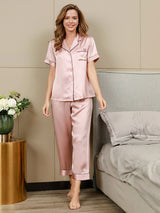 [Pinkki] SilkSilky-FI Short Sleeve Notkokaulus Naisten Pyjamat 004