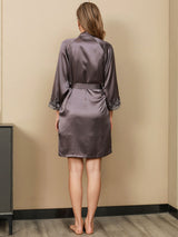 [Purppuranharmaa] SilkSilky-FI 3/4 Sleeve V Neck Yöpaita ja Aamutakkisetti 006