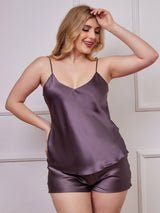 [Purppuranharmaa] SilkSilky-FI Spagettihihna V Pääntie Plus-koon camisole sSetti 003