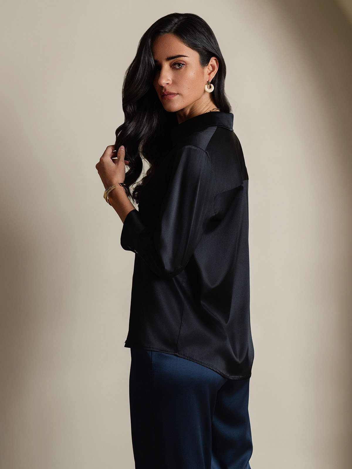 [Musta] SilkSilky-FI 19Momme Womens Shirt 002