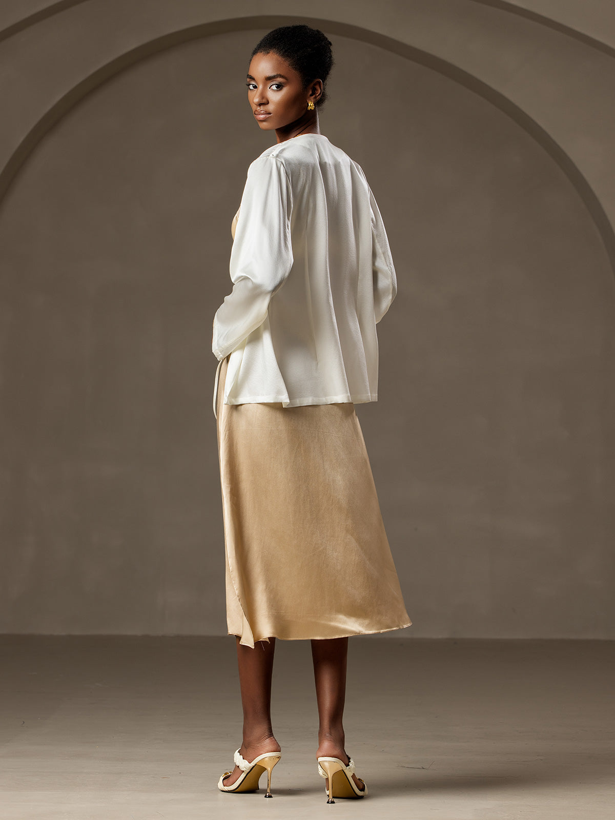 [Valkoinen] SilkSilky-FI 19Momme Womens Outerwear 002