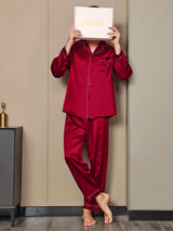 [Viini] SilkSilky-FI Long Sleeve Notkokaulus Miesten Pyjamat 003