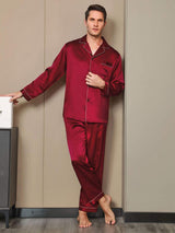 [Viini] SilkSilky-FI Long Sleeve Notkokaulus Miesten Pyjamat 004
