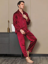[Viini] SilkSilky-FI Long Sleeve Notkokaulus Miesten Pyjamat 006