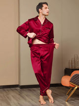 [Viini] SilkSilky-FI Long Sleeve Notkokaulus Miesten Pyjamat 008