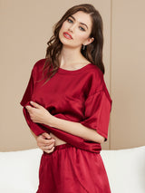 [Viini] SilkSilky-FI Short Sleeve Round Neck Naisten Pyjamat 003
