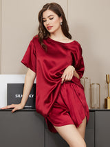 [Viini] SilkSilky-FI Short Sleeve Round Neck Naisten Pyjamat 005