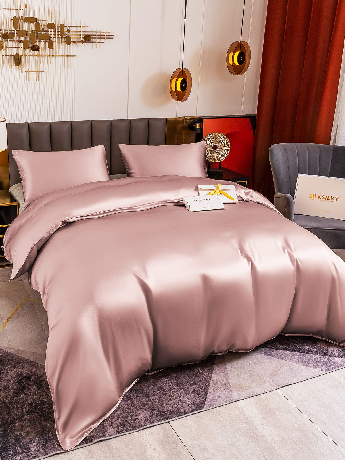 [Vaalean Mauve] SilkSilky-FI 19Momme Bedding Set 001