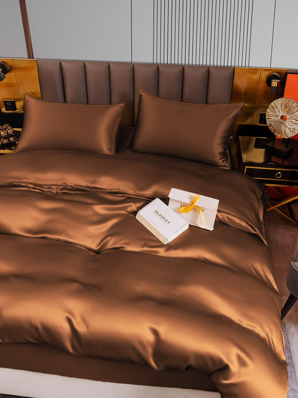 [Kahvi] SilkSilky-FI 22Momme Bedding Set 006