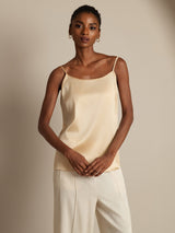 [Samppanja] SilkSilky-FI 19Momme Spagettihihna Syvä Pyöreä Pääntie Camisole Top 004