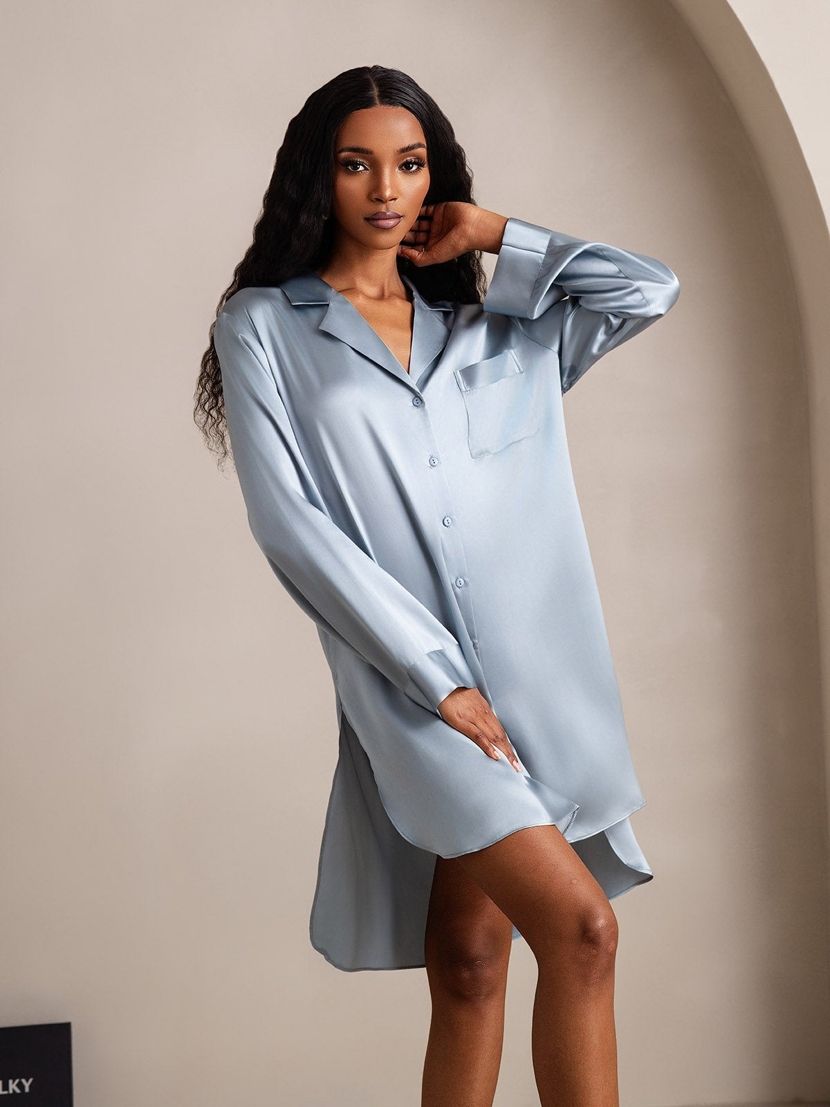 [Harmaansininen] SilkSilky-FI Nightgown 007