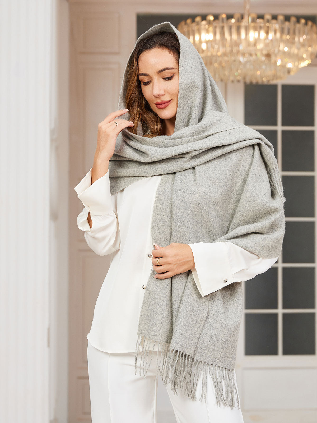 [Vaalean Harmaa] SilkSilky-FI Scarf 002