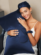 [Tummansininen] SilkSilky-FI 19Momme Pillowcase Set 003