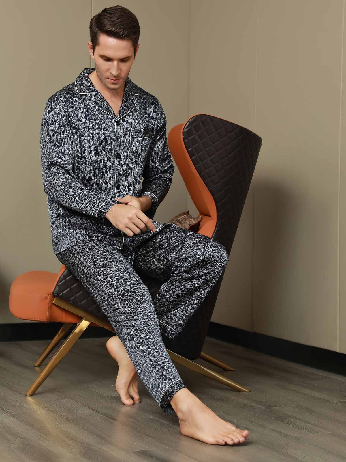 [Laivasto Ginkgo] SilkSilky-FI 19Momme Mens Pajamas 006