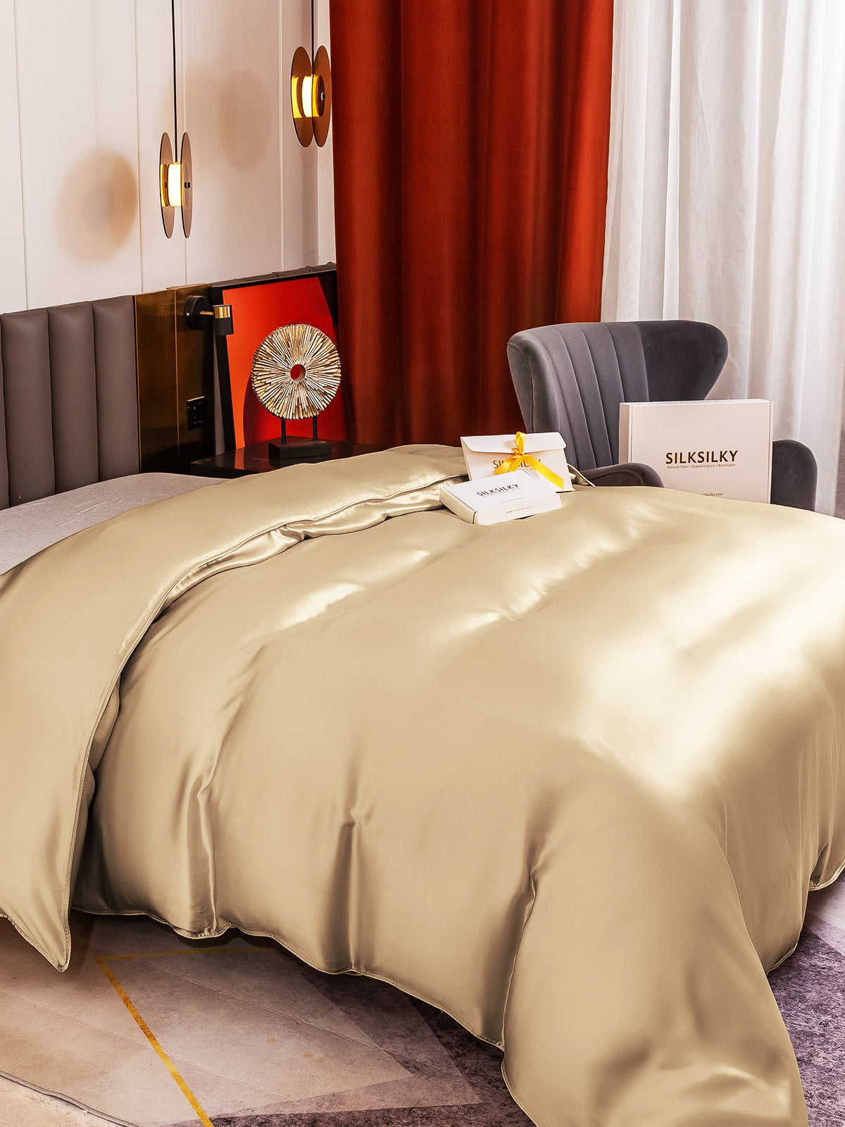 [Beige] SilkSilky-FI 19Momme Duvet Cover 004