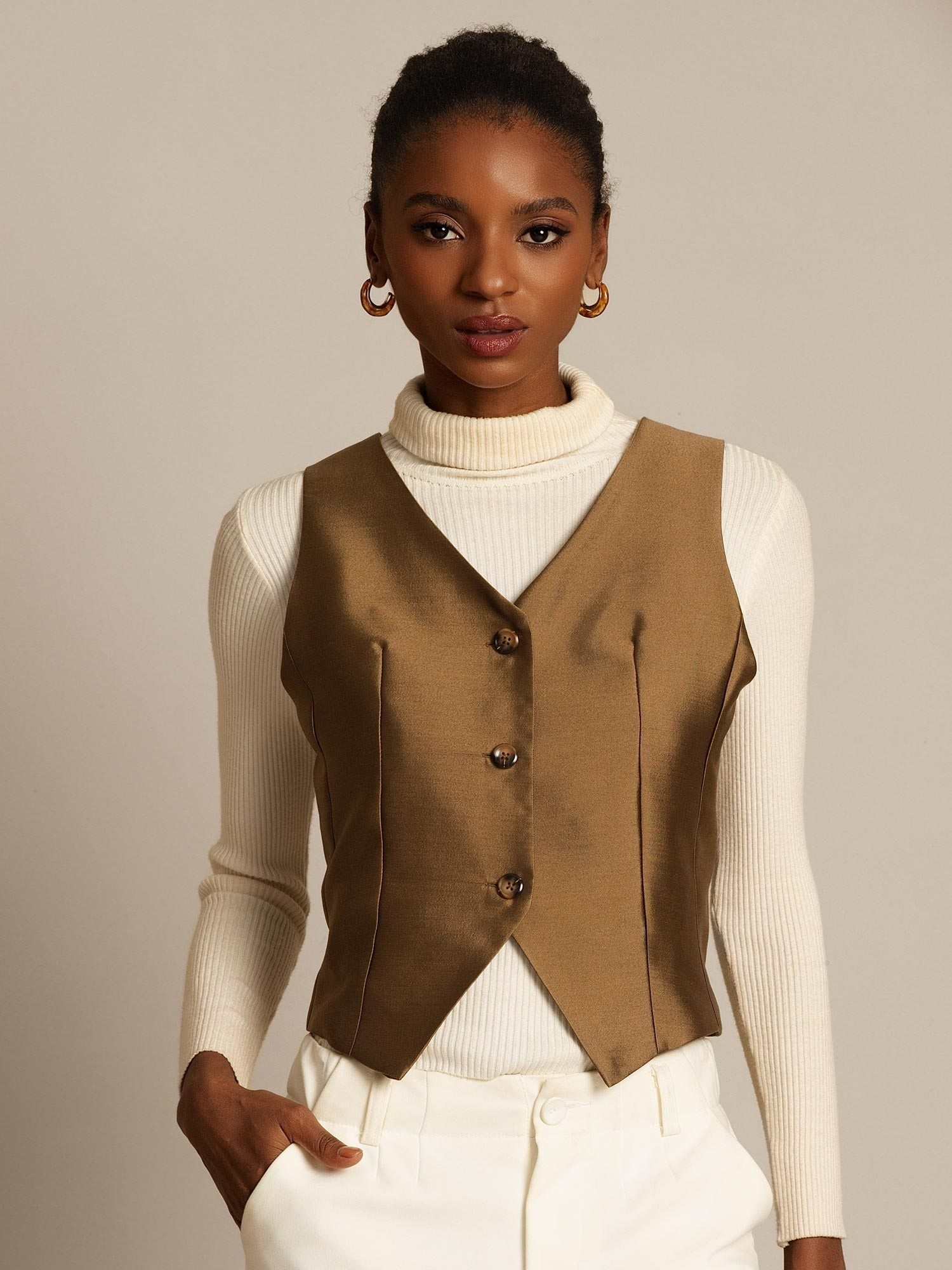 [Pronssi] SilkSilky-FI 32Momme Silk-Wool Blend Womens Vest 002,