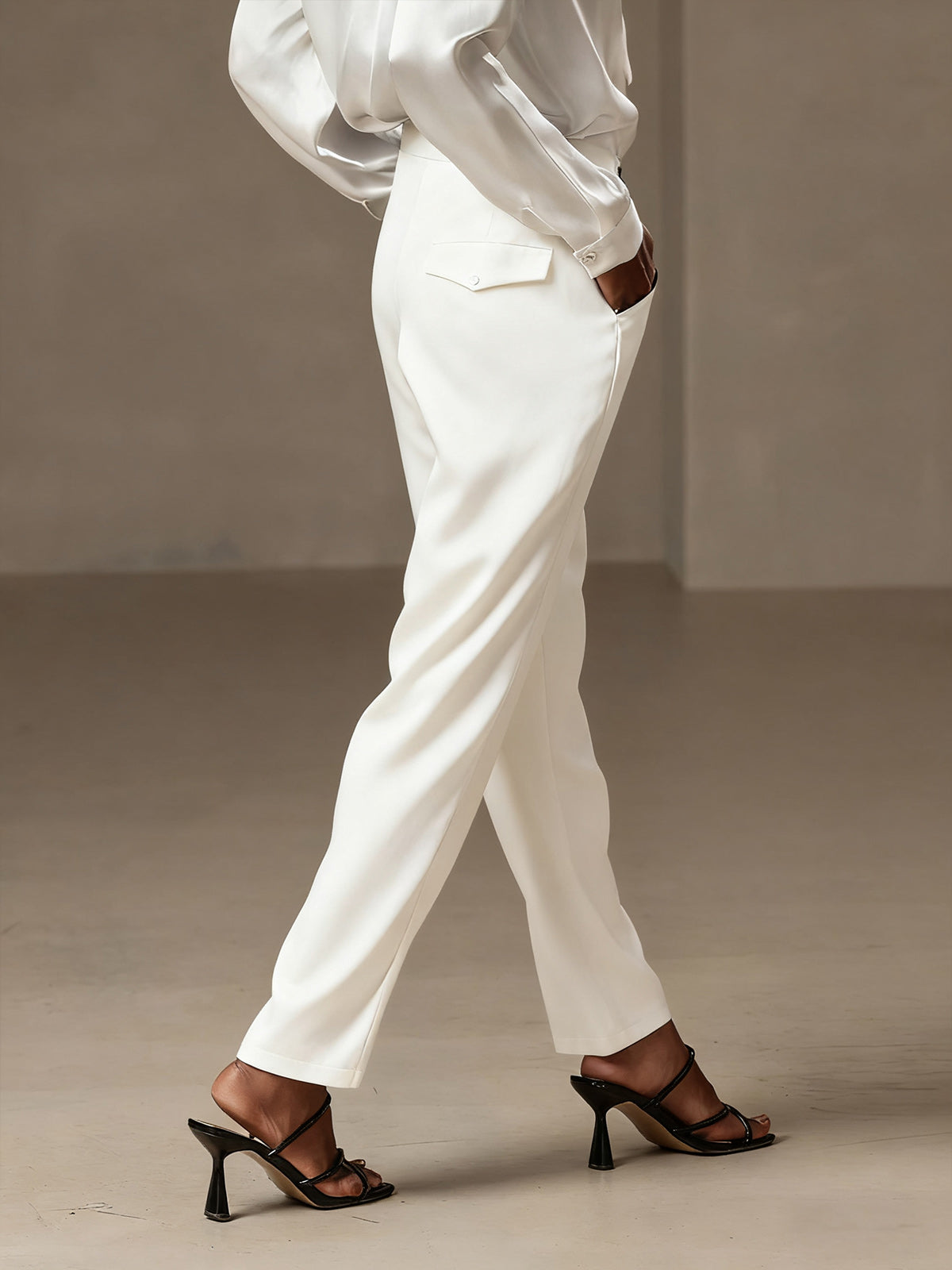 [Valkoinen] SilkSilky-FI 19Momme Womens Pants 002