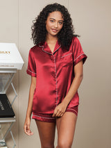 [Viini] SilkSilky-FI Lyhythihainen Notkokaulus Naisten Pyjamat 003