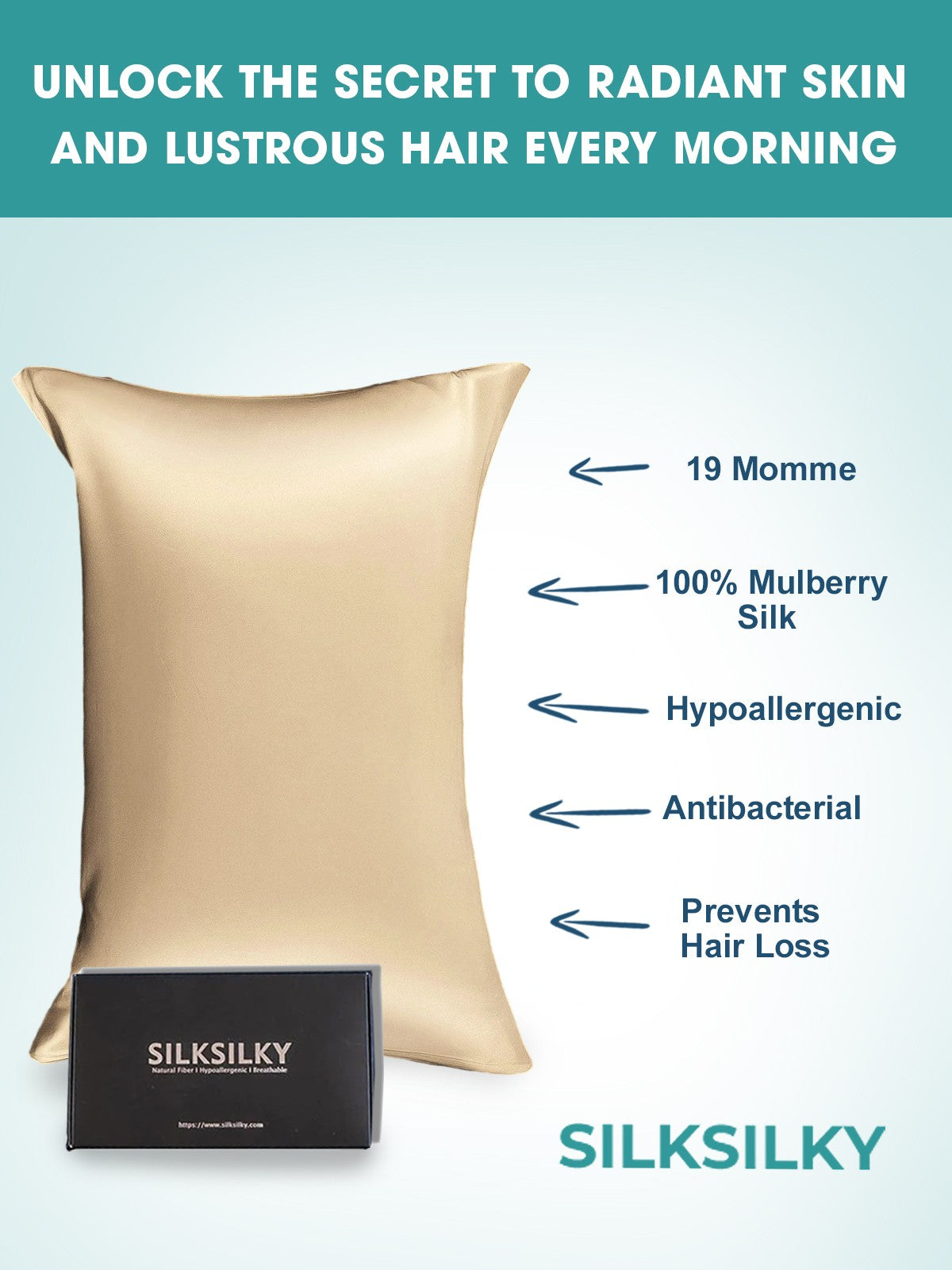 [Beige] SilkSilky-FI 19Momme Pillowcase 002