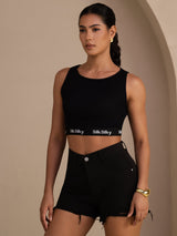 [Musta] SilkSilky-FI Sleeveless Crew Neck Camisole Top 006