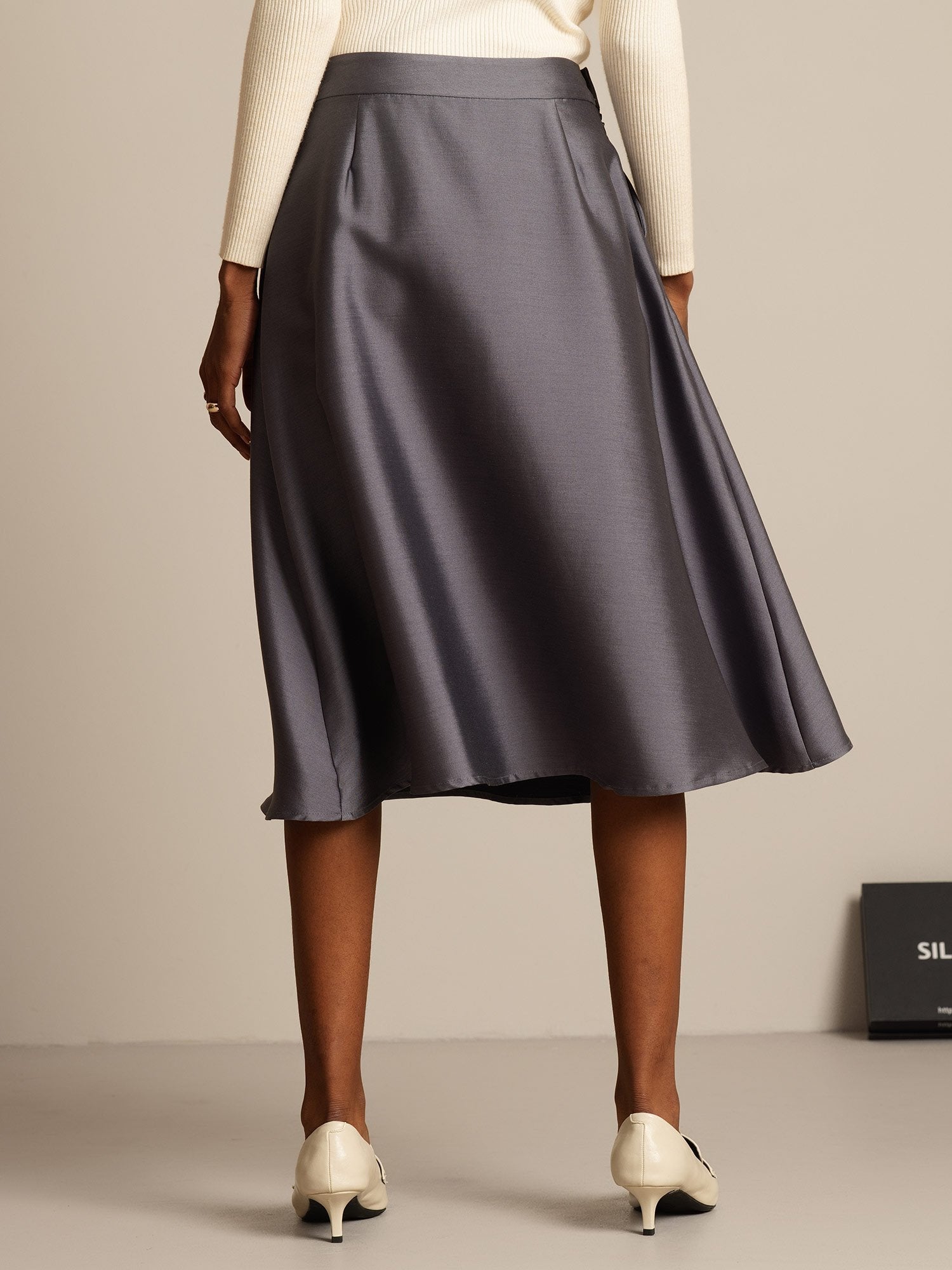 [Harmaa] SilkSilky-FI 32Momme Silk-Wool Blend Skirt 002,