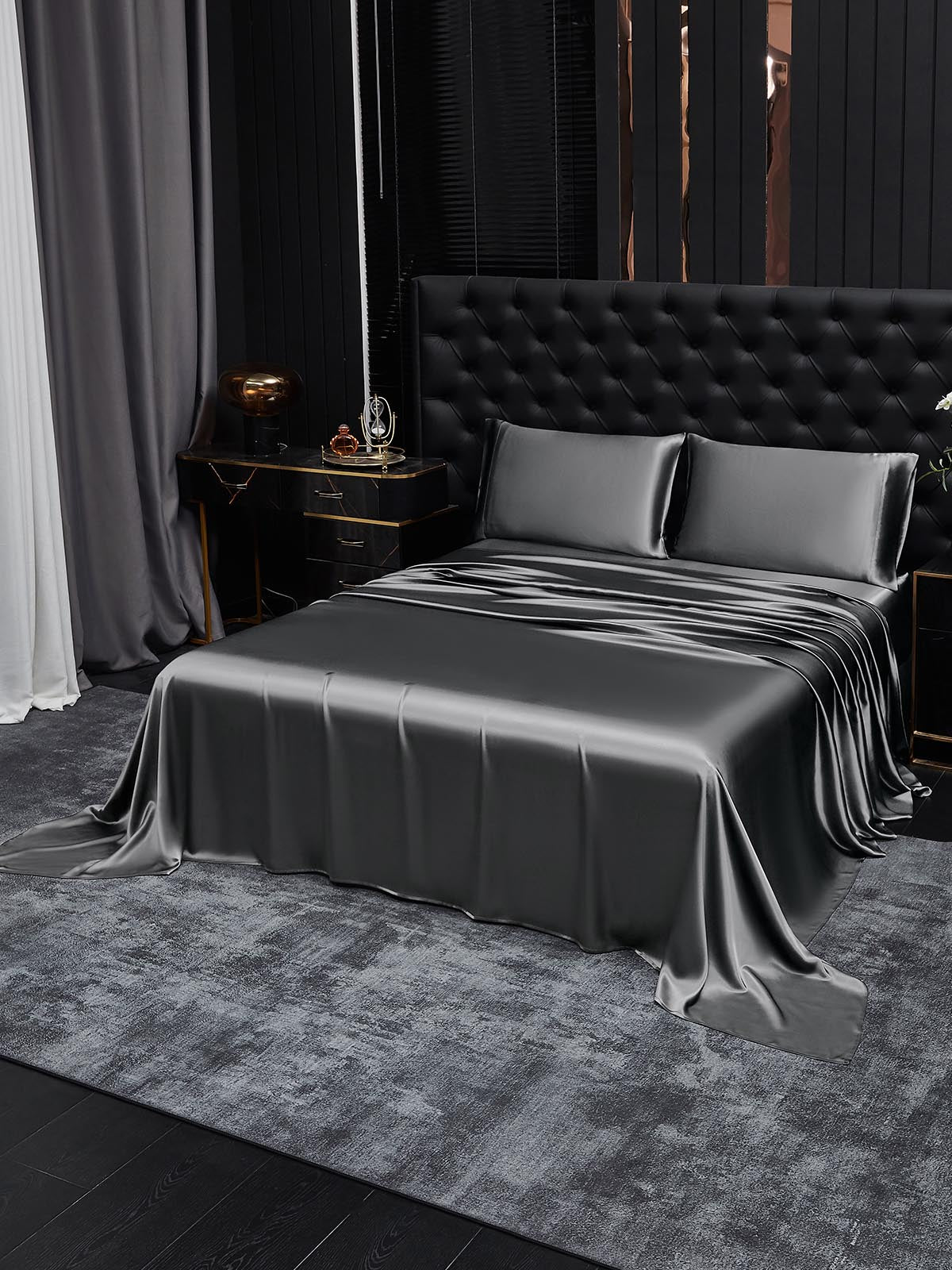 [Tumman Harmaa] SilkSilky-FI 19Momme Bedding Set 001