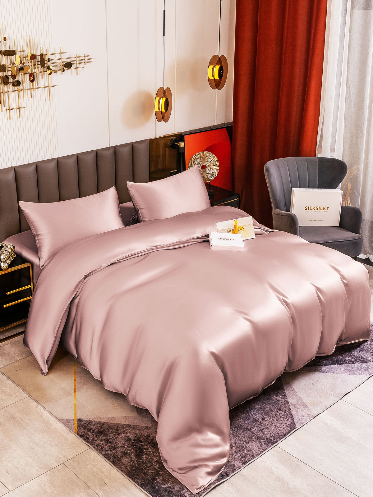 [Vaalean Mauve] SilkSilky-FI 19Momme Bedding Set 005
