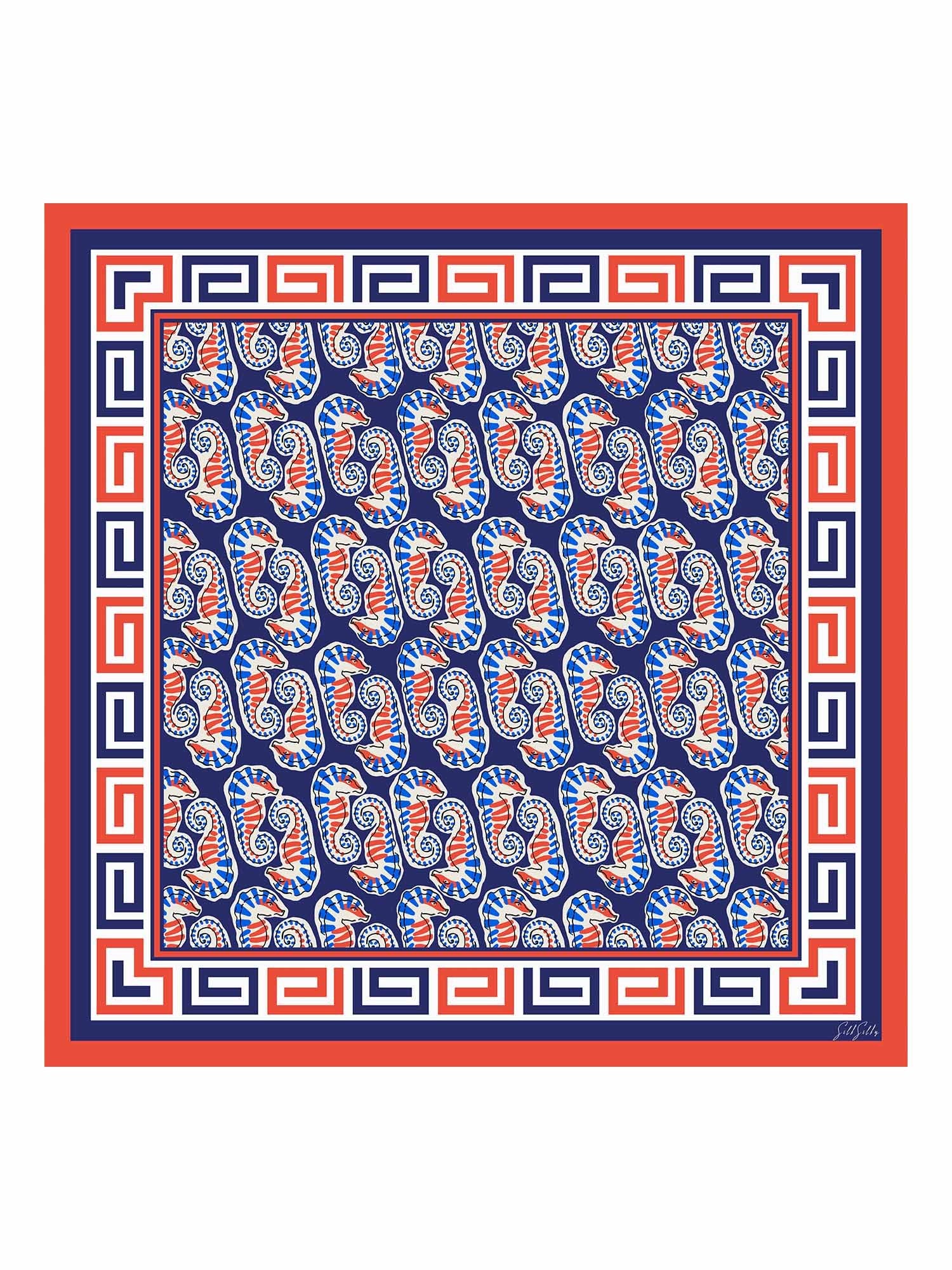 [Laivastonsininen Merihevonen] SilkSilky-FI Scarf 001