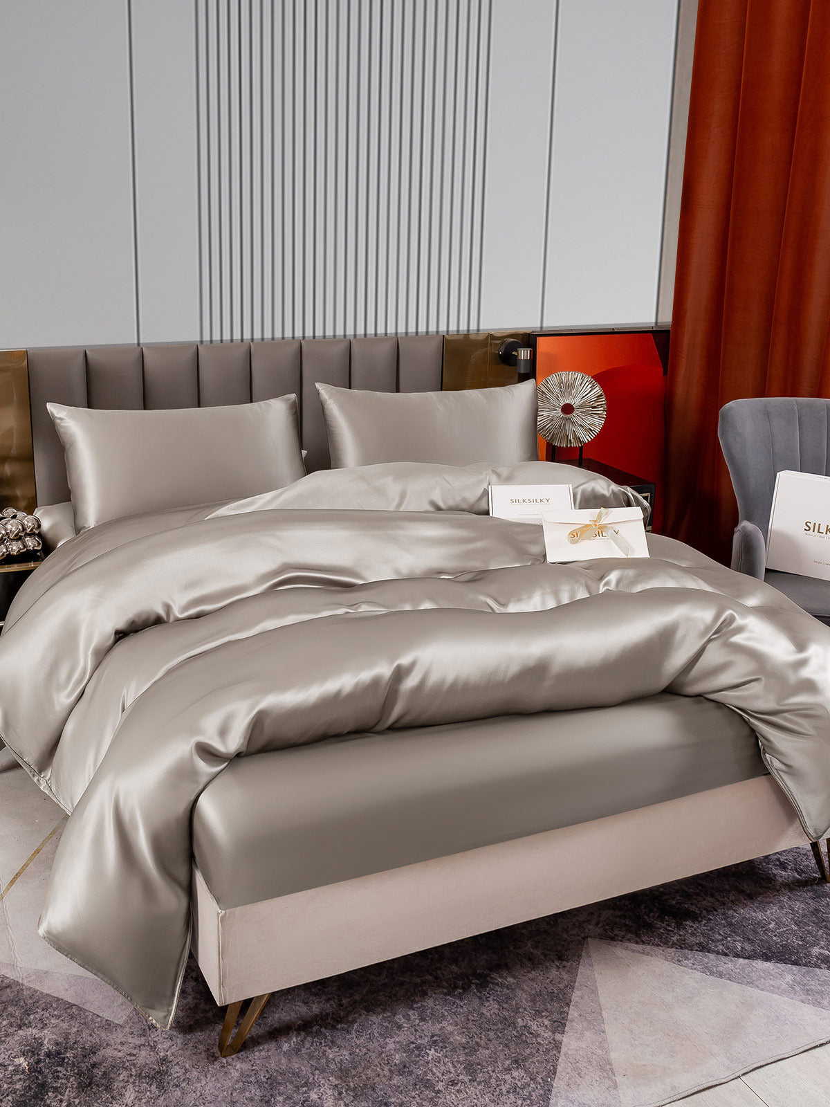 [Harmaa] SilkSilky-FI 22Momme Bedding Set 005