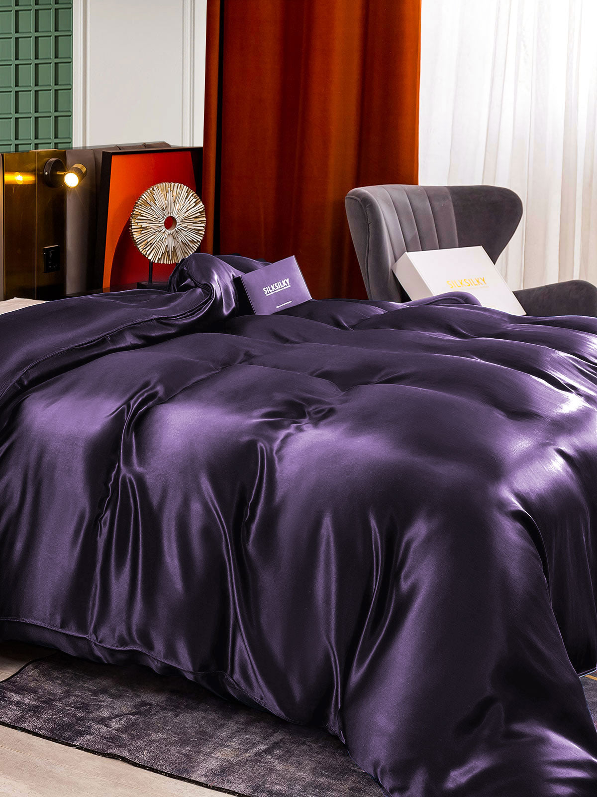 [Tumma Violetti] SilkSilky-FI 25Momme Duvet Cover 004