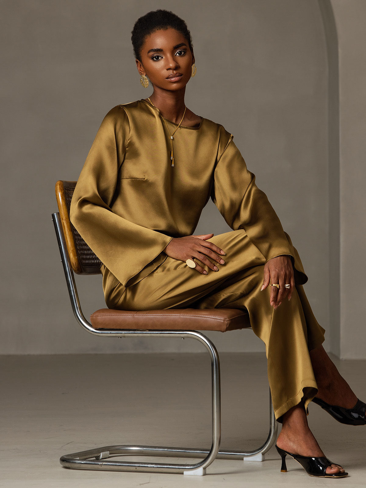 [Ruskea] SilkSilky-FI 19Momme Womens T-Shirt 007,