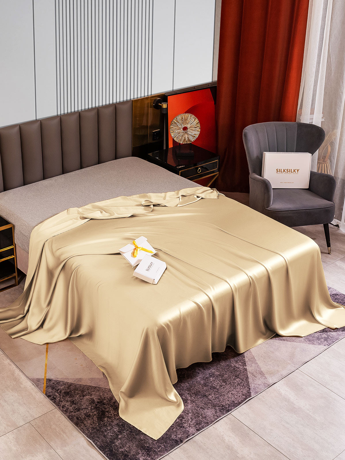 [Beige] SilkSilky-FI 22Momme Sheet 002