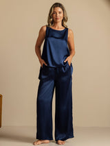 [Tummansininen] SilkSilky-FI Sleeveless Scoop Neck Camisole Top 008