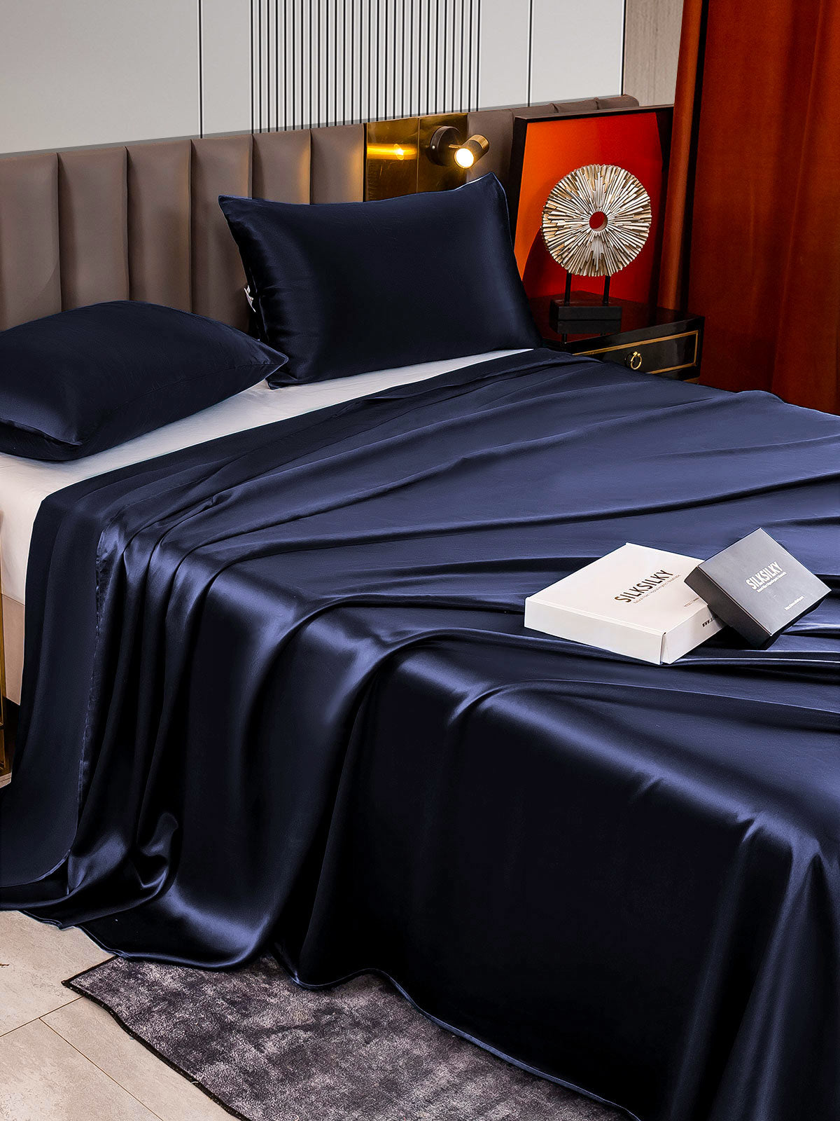 [Tummansininen] SilkSilky-FI 22Momme Bedding Set 004