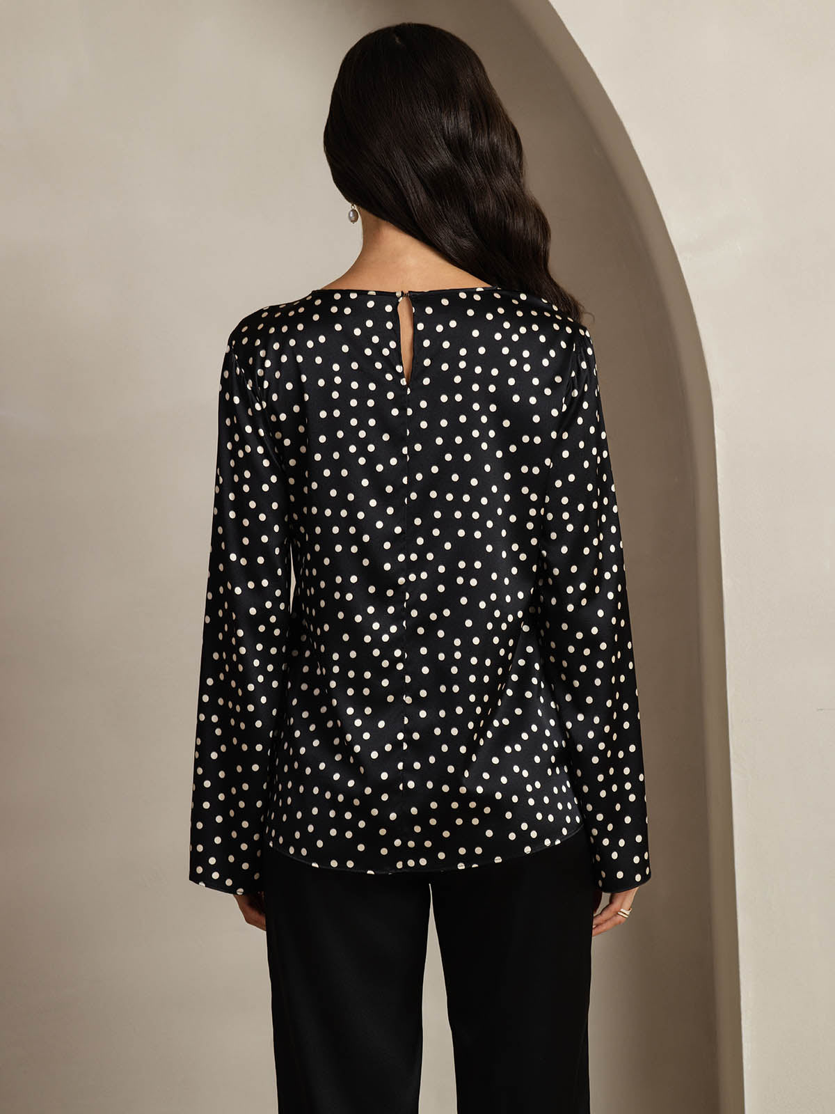 [Pilkkukuvio] SilkSilky-FI 19Momme Womens T-Shirt 002