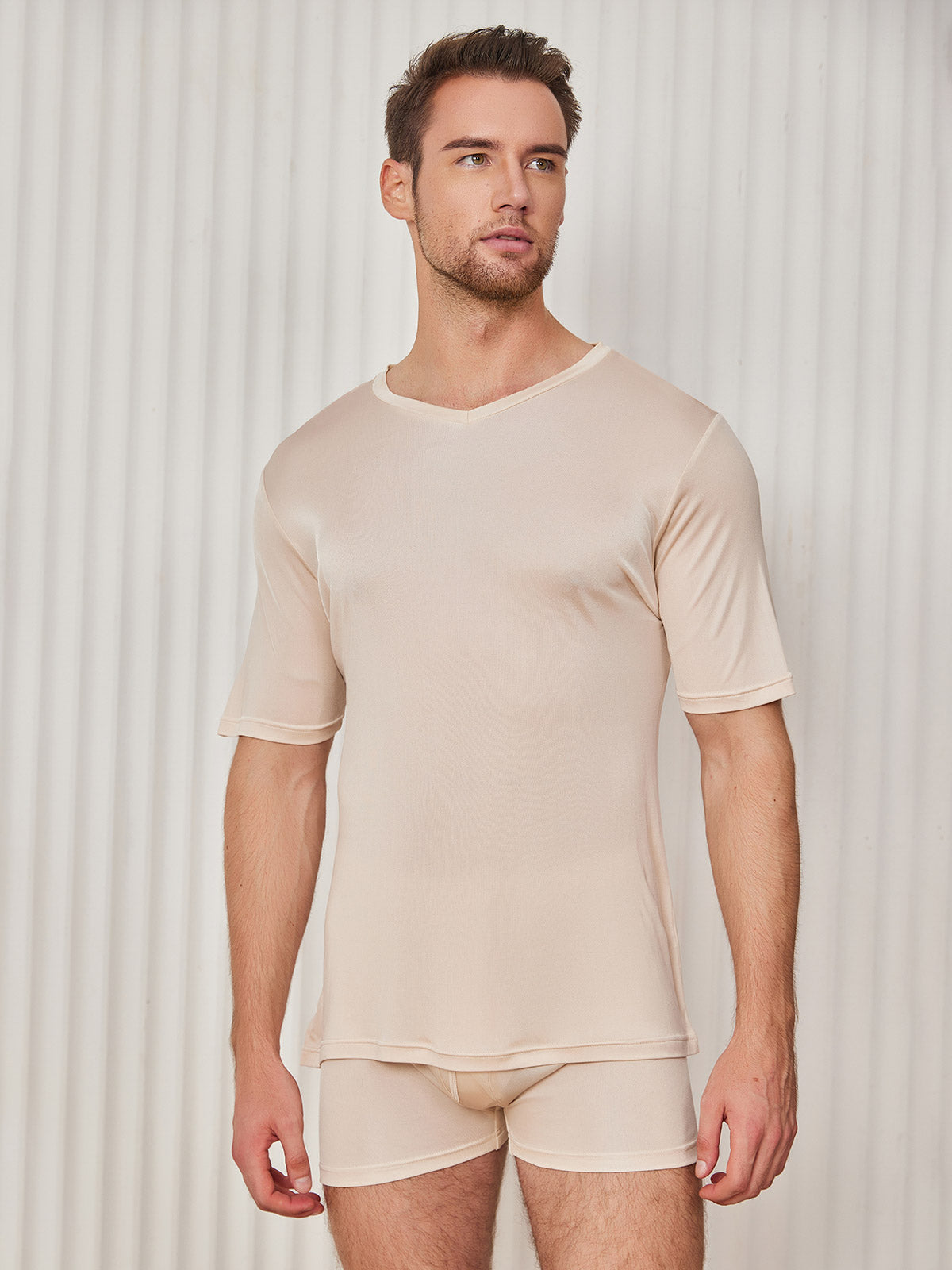 SilkSilky-FI Mens T-Shirt Beige 003