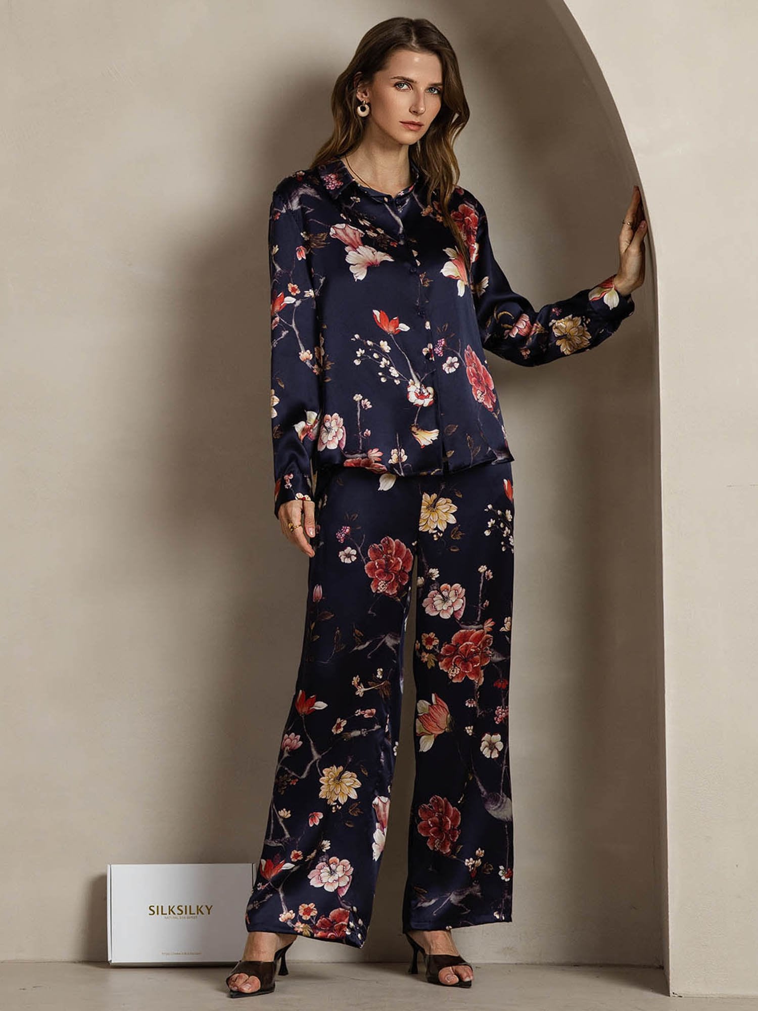 [LaivastoKukka] SilkSilky-FI 19Momme Lapel Collar Women''s Outfit Sets 003