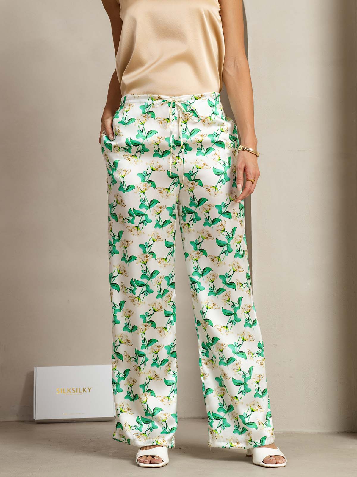 [Vihreä Kukka] SilkSilky-FI 19Momme Womens Pants 003
