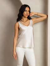 [Vaalean Harmaa] SilkSilky-FI Sleeveless V Neck Camisole Top 007