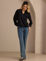 [Musta] SilkSilky-FI Long Sleeve Wrap Naisten Puserot 006