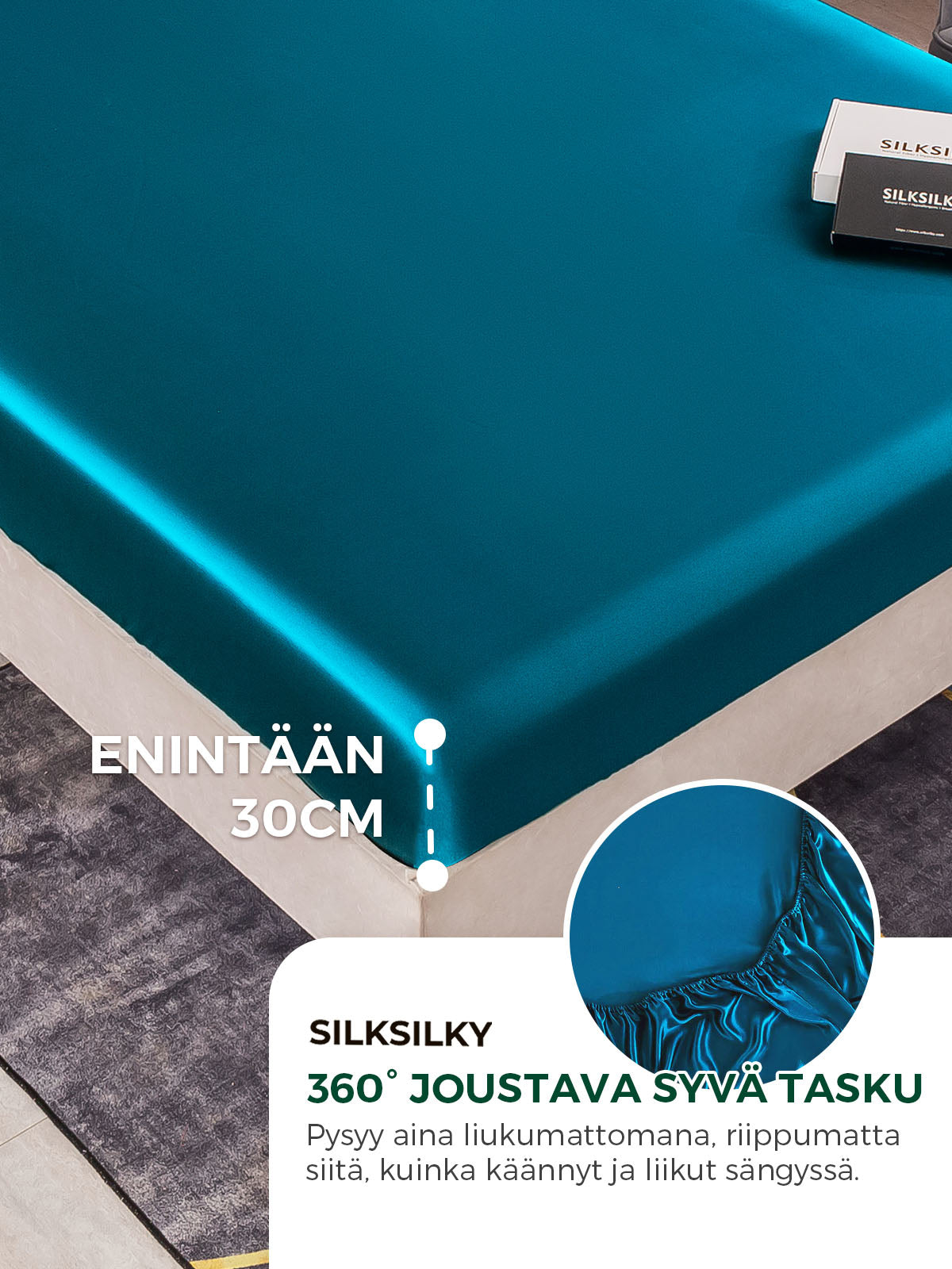 [Sinivihreä] SilkSilky-FI 22Momme Pure Silk Sheet 004