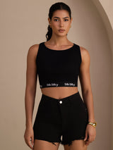 [Musta] SilkSilky-FI Sleeveless Crew Neck Camisole Top 005