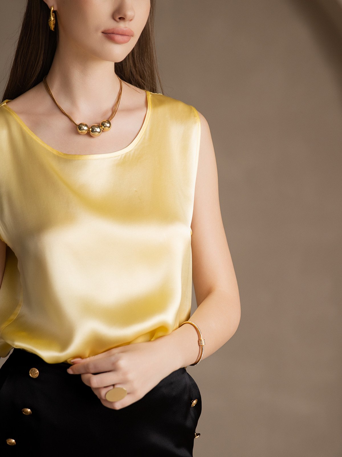 [Vaaleankeltainen] SilkSilky-FI 19Momme Camisoles 003