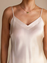 [Beige] SilkSilky-FI Spaghetti Strap V Neck Camisole Top 004