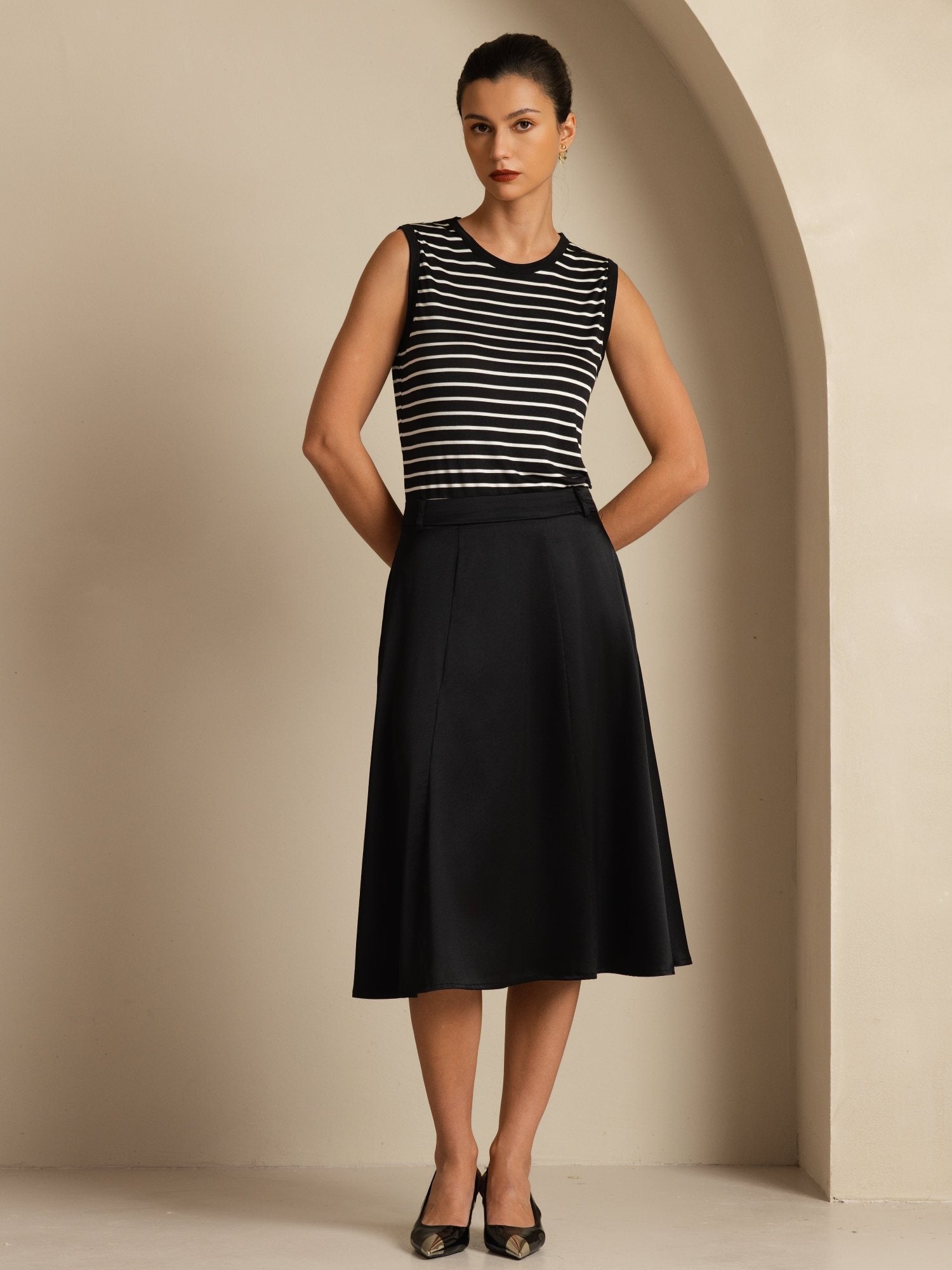 [Musta] SilkSilky-FI 19Momme Silkki Skirt 003